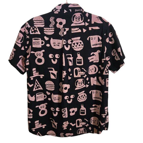 Lazy Oaf Rare Unique Novelty Print London Streetwear Shirt Black Blush Size S - Picture 2 of 8